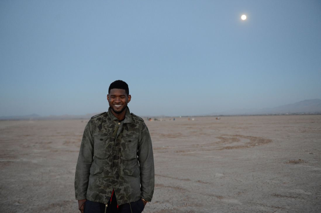 Usher in the Mojave Desert, before testing the fireworks<br/>